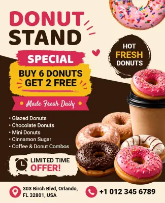 Donut Stand Special Offer Promotional Flyer Template