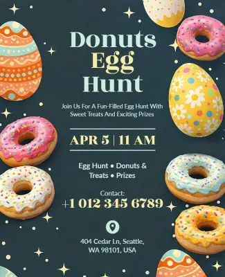 Donuts and Egg Hunt Event Flyer Template