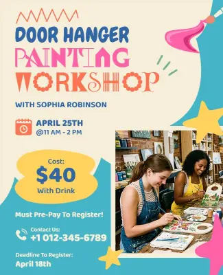 Door Hanger Painting Workshop Event Flyer Template