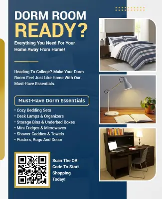 Dorm Room Essentials Shopping Flyer Template