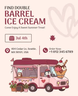 Double Barrel Ice Cream Event Poster Template