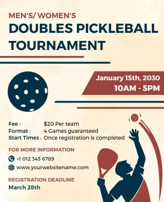 Doubles Pickleball Tournament Event Flyer Template