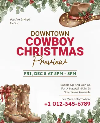 Downtown Cowboy Christmas Event Flyer Template