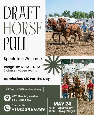 Draft Horse Pull Event Flyer Template