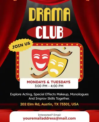 Drama Club Activities and Skills Flyer Template