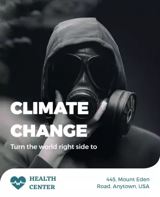 Dramatic Black and White Climate Change Awareness Poster Template