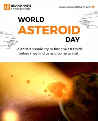 Dramatic Planetary Space Exploration World Asteroid Day Poster Template