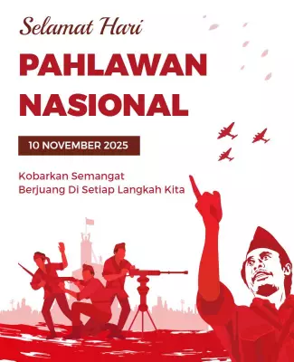 Dramatic Red Heroes Day National Celebration Poster Template