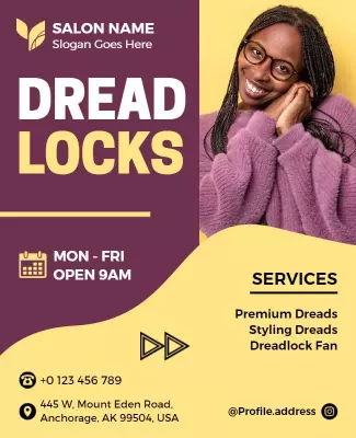 Hairstyling Salon Dreadlock Services Flyer Template