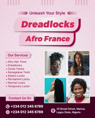 Dreadlocks and Hair Twist Salon Services Flyer Template