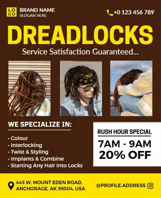 Promotional Hair Styling Dreadlocks Flyer Template