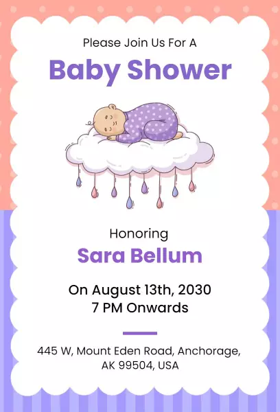 Dreamy Cloud Baby Shower Celebration Invitation Template