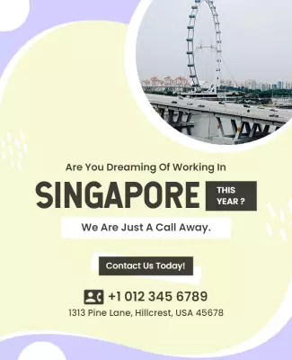 Dreamy Pastel Singapore Job Opportunity Contact Poster Template