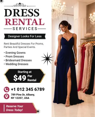Dress Rental Services Promotional Flyer Template