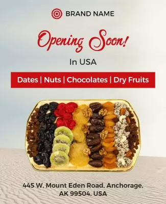 Dried Fruit Store Opening Announcement Flyer Template
