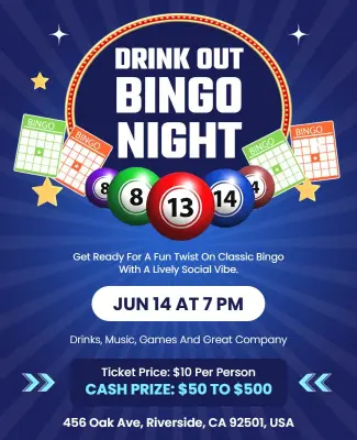 Drink Out Bingo Night Event Flyer Template