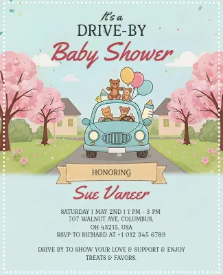 Drive-by Baby Shower Event Celebration Flyer Template