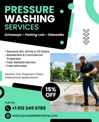 Driveway and Sidewalk Pressure Washing Service Flyer Template