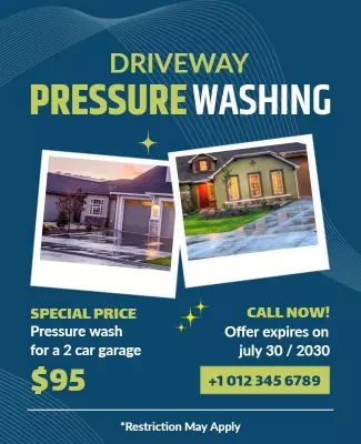 Driveway Pressure Washing Service Flyer Template