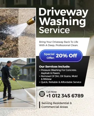 Driveway Washing Service Promotion Flyer Template