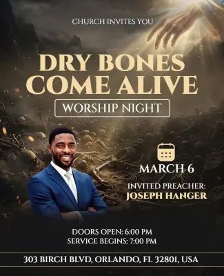 Dry Bones Come Alive Worship Night Flyer Template