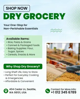 Dry Grocery Shop Essentials Flyer Template