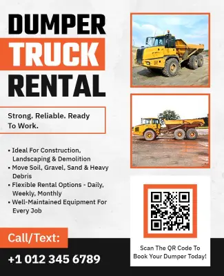 Dumper Truck Rental Services Flyer Template