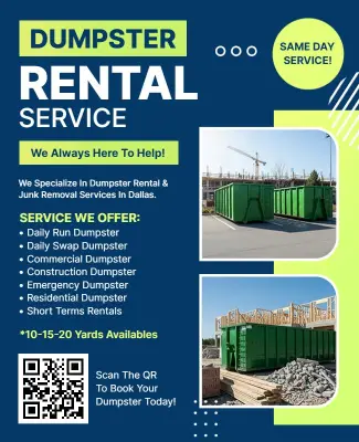 Dumpster Rental and Junk Removal Service Flyer Template