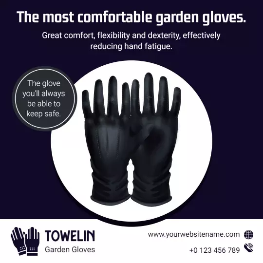 Durable Black Gardening Gloves for Comfort and Flexibility Ad Template