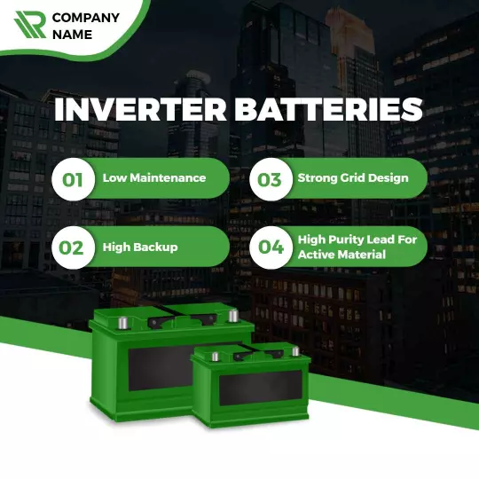 Durable Green Inverter Batteries with High Backup Features Ad Template