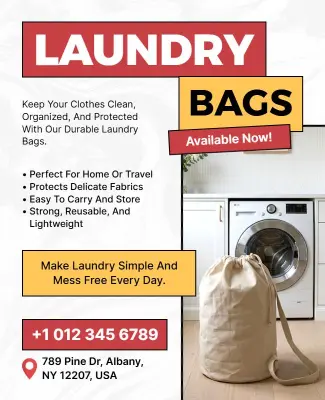 Durable Laundry Bags Promotional Poster Template