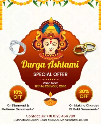 Durga Ashtami Jewelry Special Offer Flyer Template