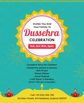 Dussehra Family Celebration Event Flyer Template