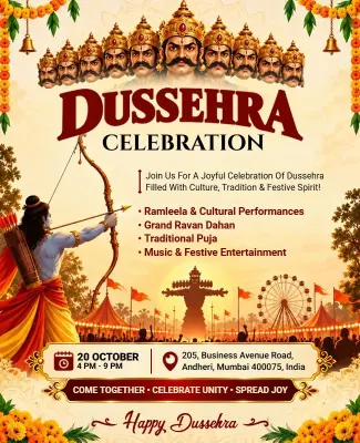 Dussehra Festival Celebration Event Flyer Template