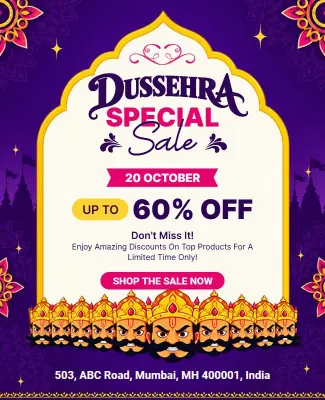 Dussehra Festival Special Sale Flyer Template