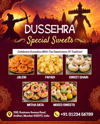 Dussehra Festival Sweets Promotion Flyer Template