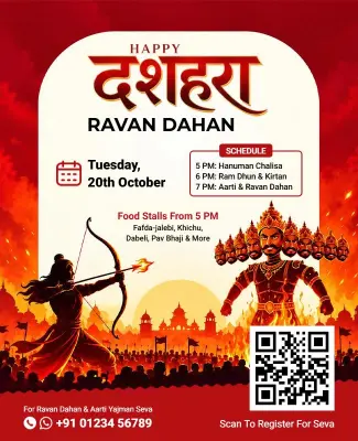Dussehra Ravan Dahan Event Celebration Flyer Template