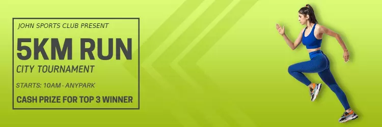Dynamic 5KM Run City Tournament with Athlete in Motion Banner Template