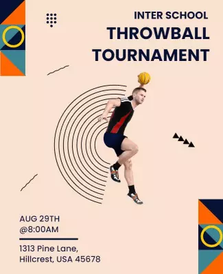 Dynamic Action Sports Throwball Tournament Poster Template