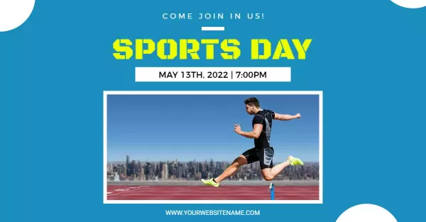 Dynamic Athlete in Action on Blue Background Sports Banner Template