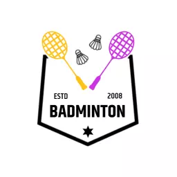 Dynamic Badminton Design Featuring Yellow and Purple Colors Logo Template