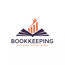 Dynamic Bar Graph with Open Book Design for Bookkeeping Logo Template