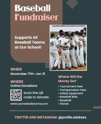 Dynamic Baseball Fundraiser Support for Teams Poster Template