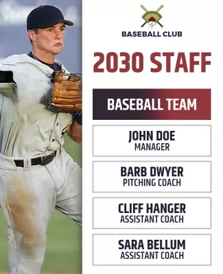 Dynamic Baseball Team Staff Roster Poster Template