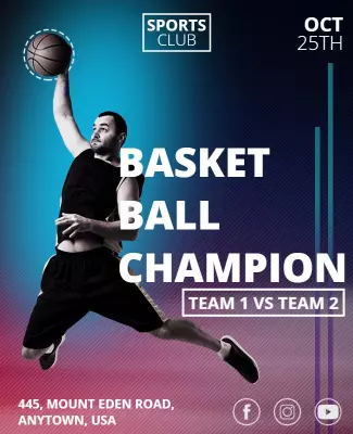 Dynamic Basketball Champion Tournament Match Poster Template