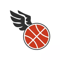 Dynamic Basketball Icon with Wings Showcasing Speed Logo Template