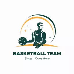 Dynamic Basketball Player in Action Showcasing Team Spirit Logo Template