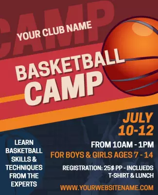 Dynamic Basketball Skills Training Camp Poster Template