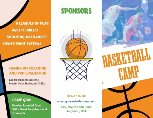 Dynamic Basketball Skills Training Camp Registration Brochure Template