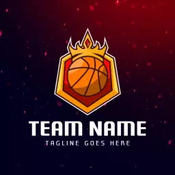 Dynamic Basketball Team Logo Featuring Bold Crown Emblem Logo Template